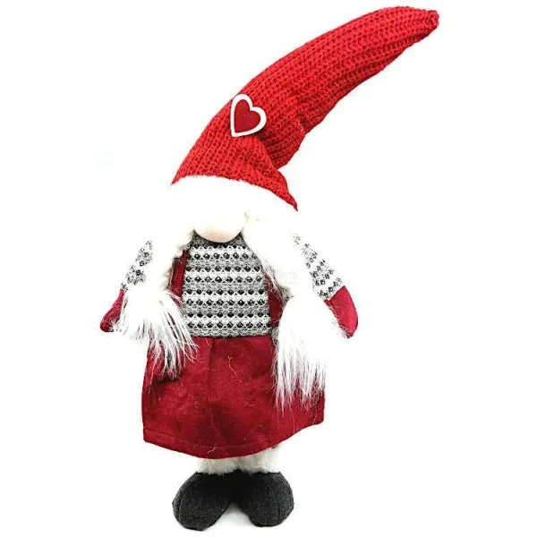 Großer Gnom Mädchen mit Matte und gestricktem Hut 68 cm