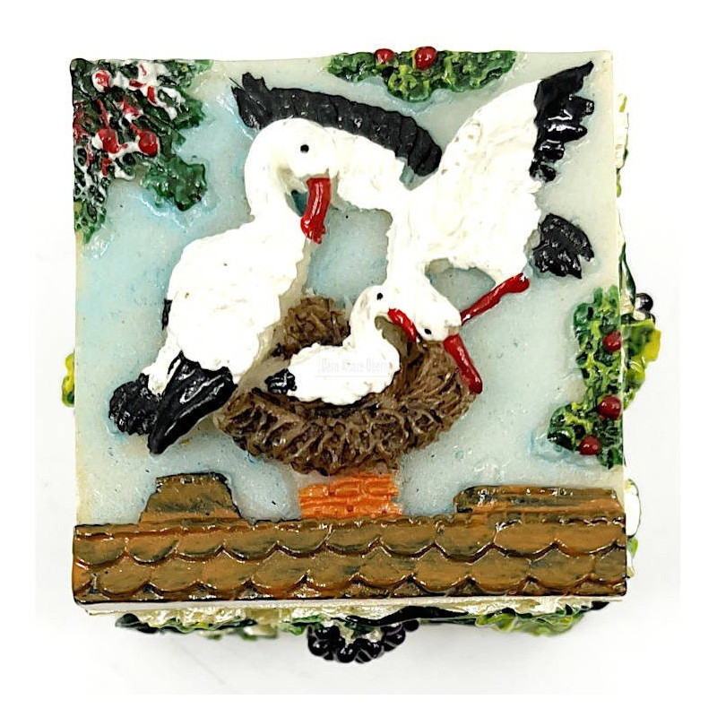 Small resin box with Alsatian Stork decoration