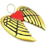 Ailes et Coeur d'Ange de Noël doré avec Cordelette
