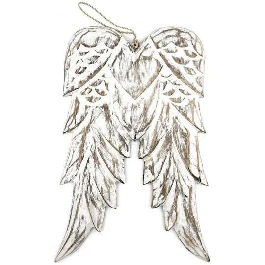 Grandes Ailes d'Ange en Bois Vintage avec Cordelette