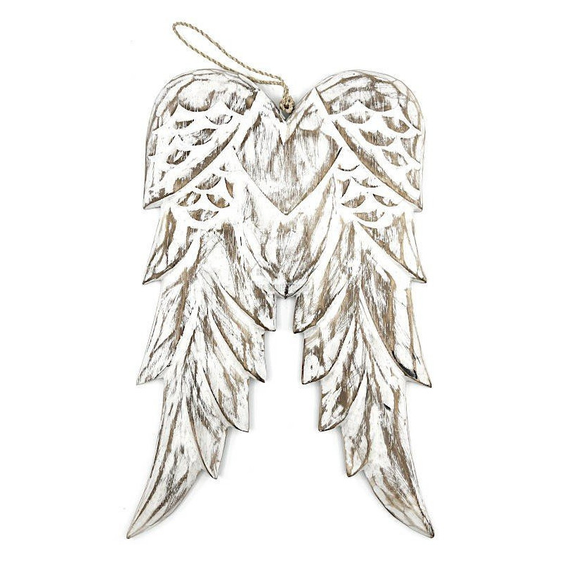 Grandes Ailes d'Ange en Bois Vintage avec Cordelette