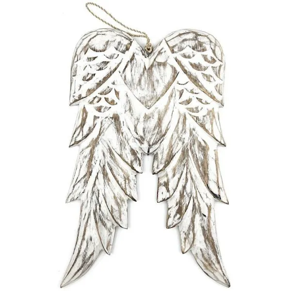 Grandes Ailes d'Ange en Bois Vintage avec Cordelette