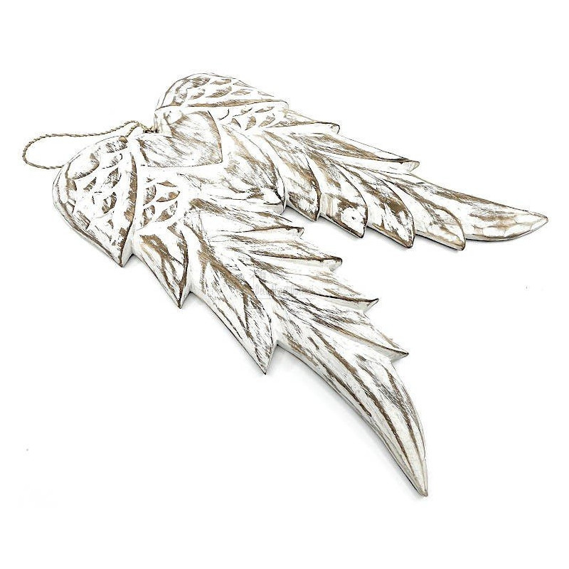 Grandes Ailes d'Ange en Bois Vintage avec Cordelette