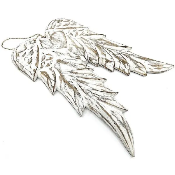 Grandes Ailes d'Ange en Bois Vintage avec Cordelette