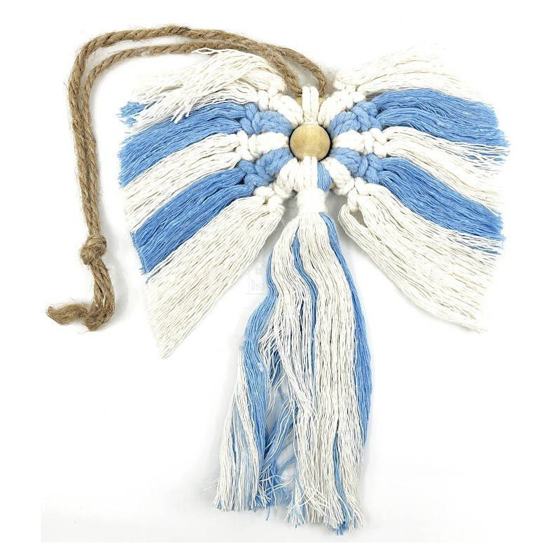 Ange Gardien Nature/Bleu en Macramé