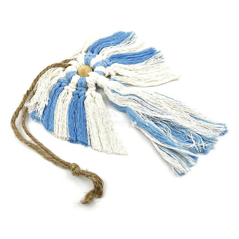 Ange Gardien Nature/Bleu en Macramé