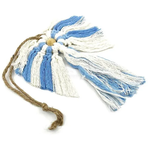 Ange Gardien Nature/Bleu en Macramé