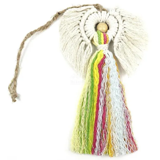Ange Gardien Arc en Ciel en Macramé