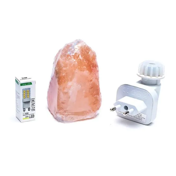 Veilleuse Lampe Cristal de Sel de l'Himalaya + interrupteur