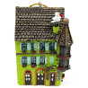 Green Alsatian Turret House Pendant with Stork and Led