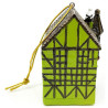 Green Alsatian Turret House Pendant with Stork and Led