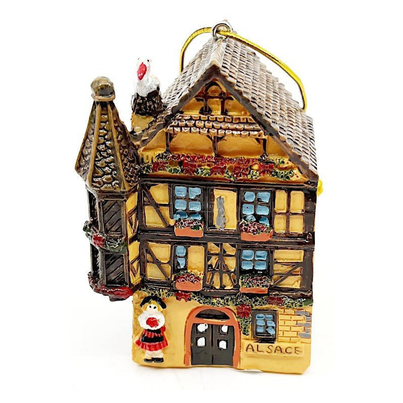 Orange Alsatian Turret House Pendant with Stork and Led