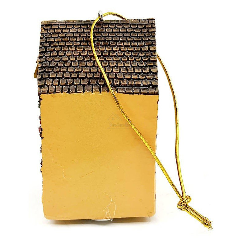 Suspension Maison orange à Tourelle Alsacienne avec Cigogne et Led