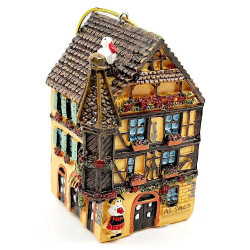 Orange Alsatian Turret House Pendant with Stork and Led