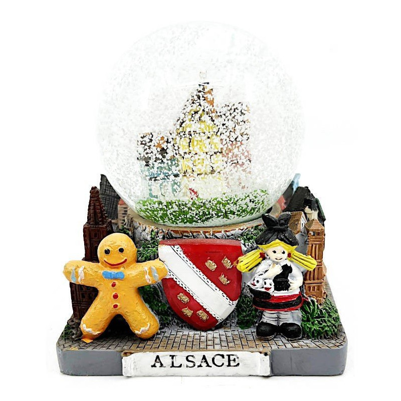 Boule de Neige 65 mm en verre décor Monuments Alsaciens