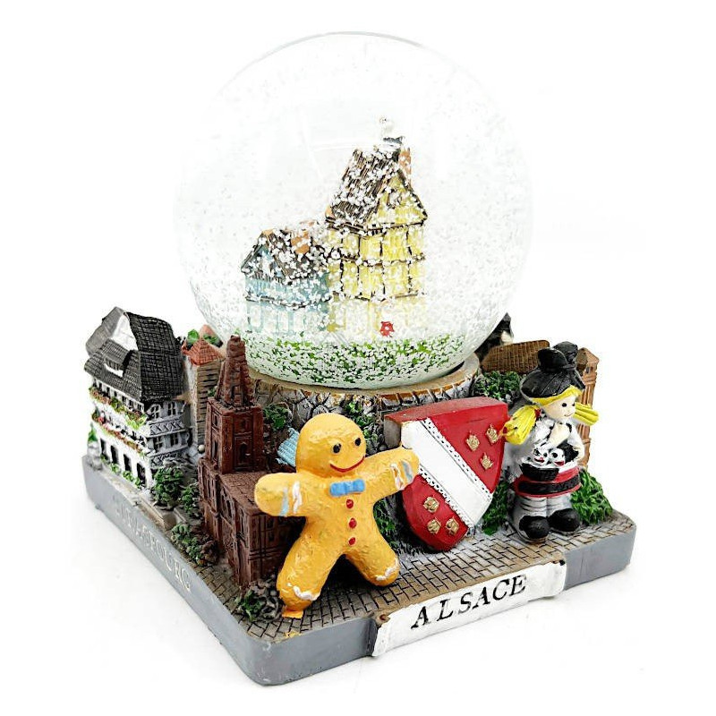 Schneekugel 65 mm aus Glas Dekor Elsässische Monumente