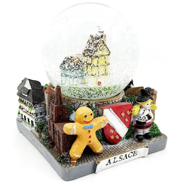 Boule de Neige 65 mm en verre décor Monuments Alsaciens