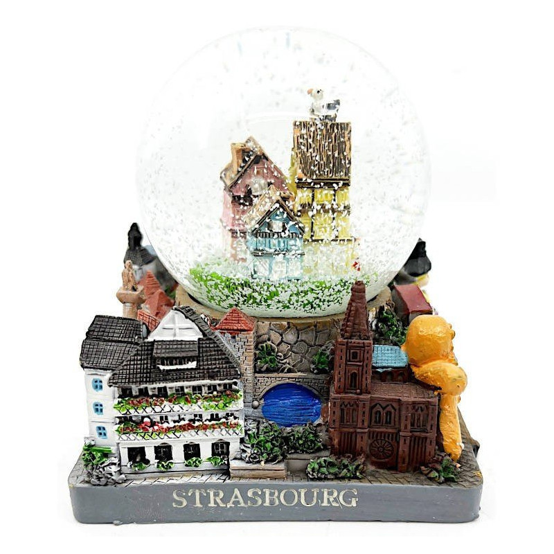 Schneekugel 65 mm aus Glas Dekor Elsässische Monumente