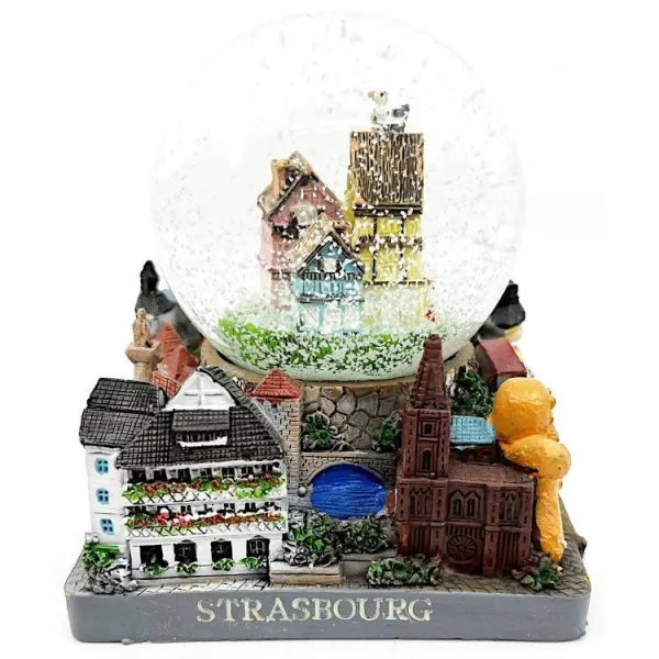 Glass Snow Globe 65 mm decorated with Alsatian Monuments