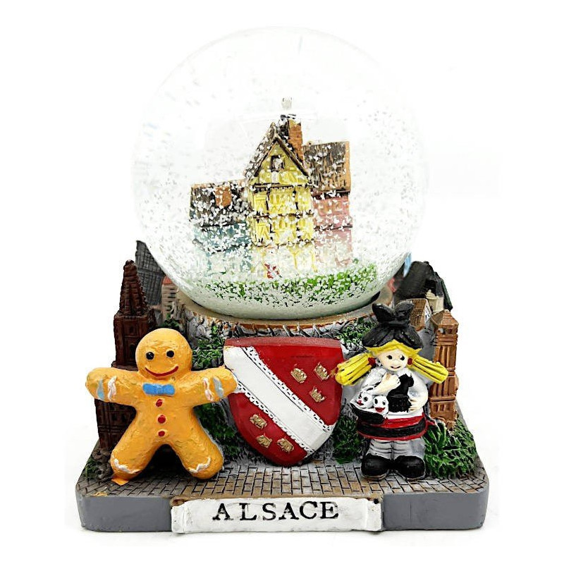 Boule de Neige 65 mm en verre décor Monuments Alsaciens