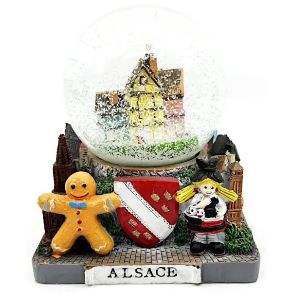 Schneekugel 65 mm aus Glas Dekor Elsässische Monumente