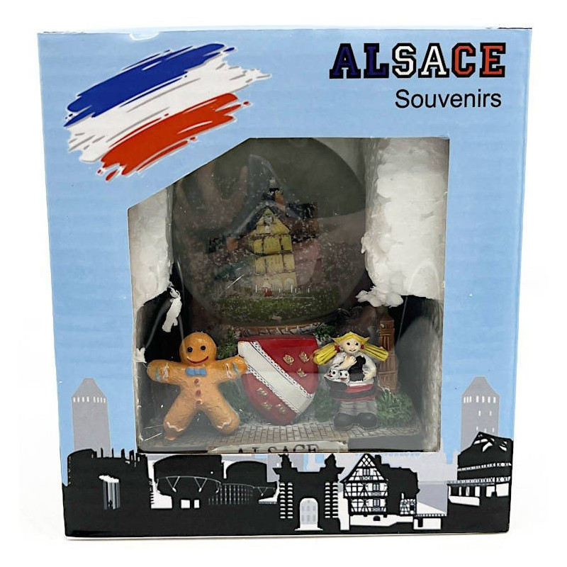 Glass Snow Globe 65 mm decorated with Alsatian Monuments
