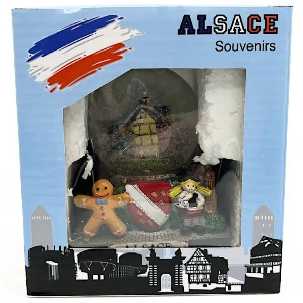 Glass Snow Globe 65 mm decorated with Alsatian Monuments