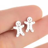 Boucles d'Oreilles argentée Mannele en Pain d’Épices