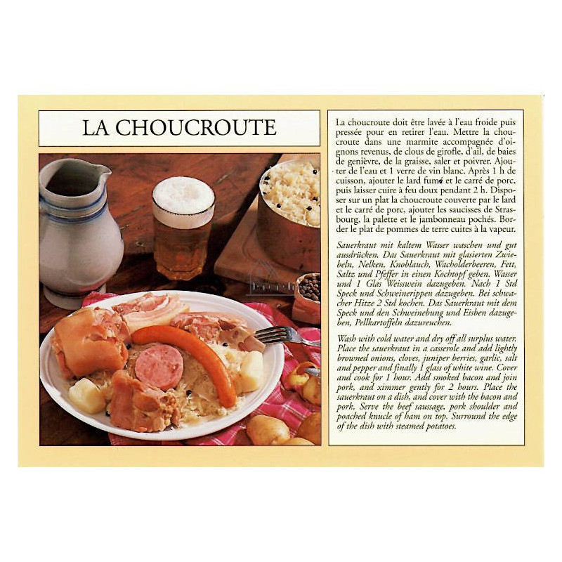 Carte Postale Recette de la Choucroute Alsacienne