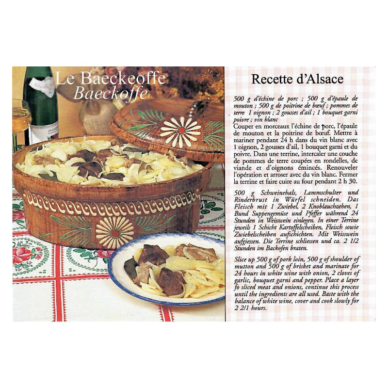 Carte Postale Recette du Baeckeoffe d'Alsace