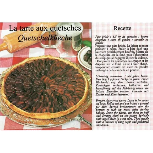 Carte Postale Recette de la Tarte aux Quetsches