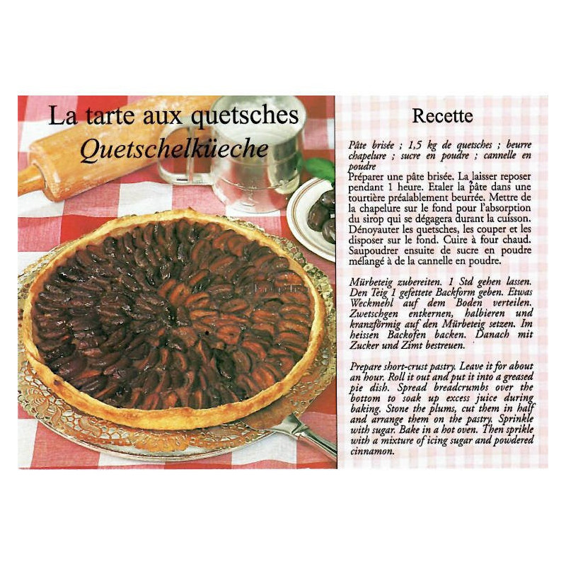 Postkarte Rezept-Pie Quetsches