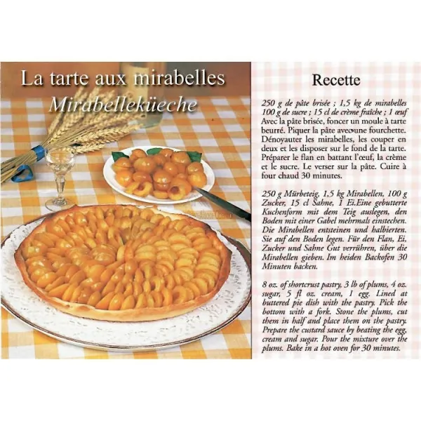 Carte Postale Recette Tarte aux Mirabelles
