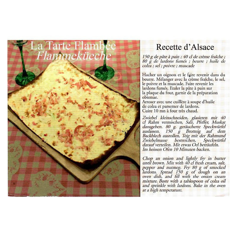 Carte Postale Recette de Tarte Flambée