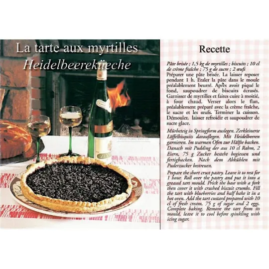 Carte Postale Recette de la Tarte aux Myrtilles Heidelbeereküeche