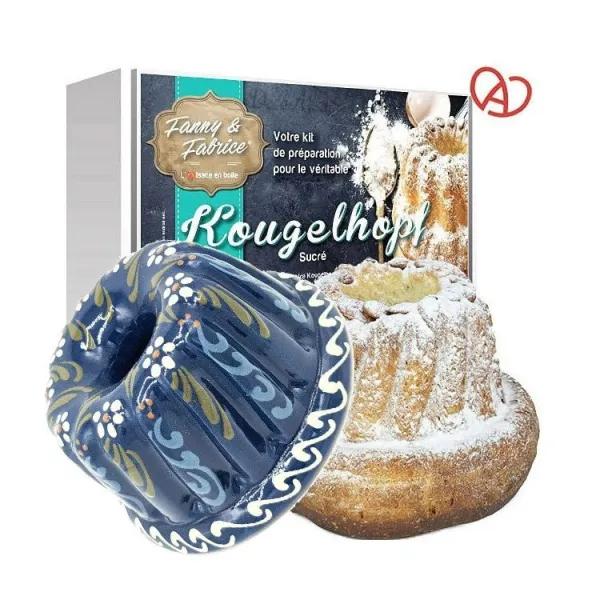 Sweet Kougelhopf Preparation Kit with 21 cm Blue Kougelhopf Mould