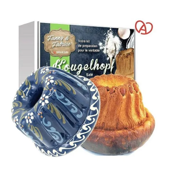 Kit de Préparation Kougelhopf Salé avec Moule à Kougelhopf Bleu 21 cm