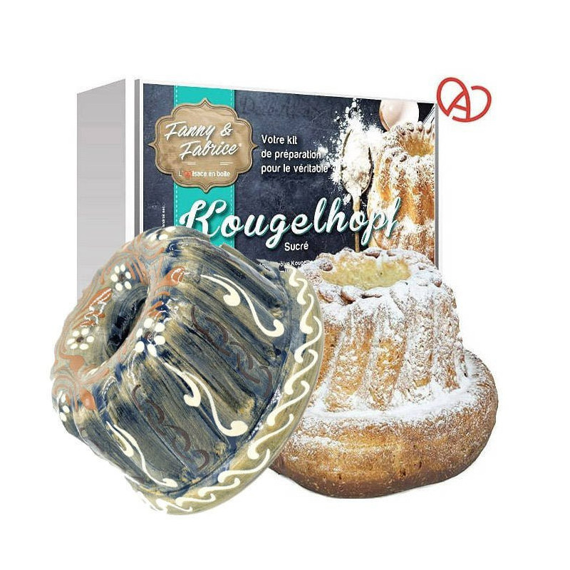 Zubereitungsset für süßen Gugelhupf mit Gugelhupfform Blau Pinsel 21 cm