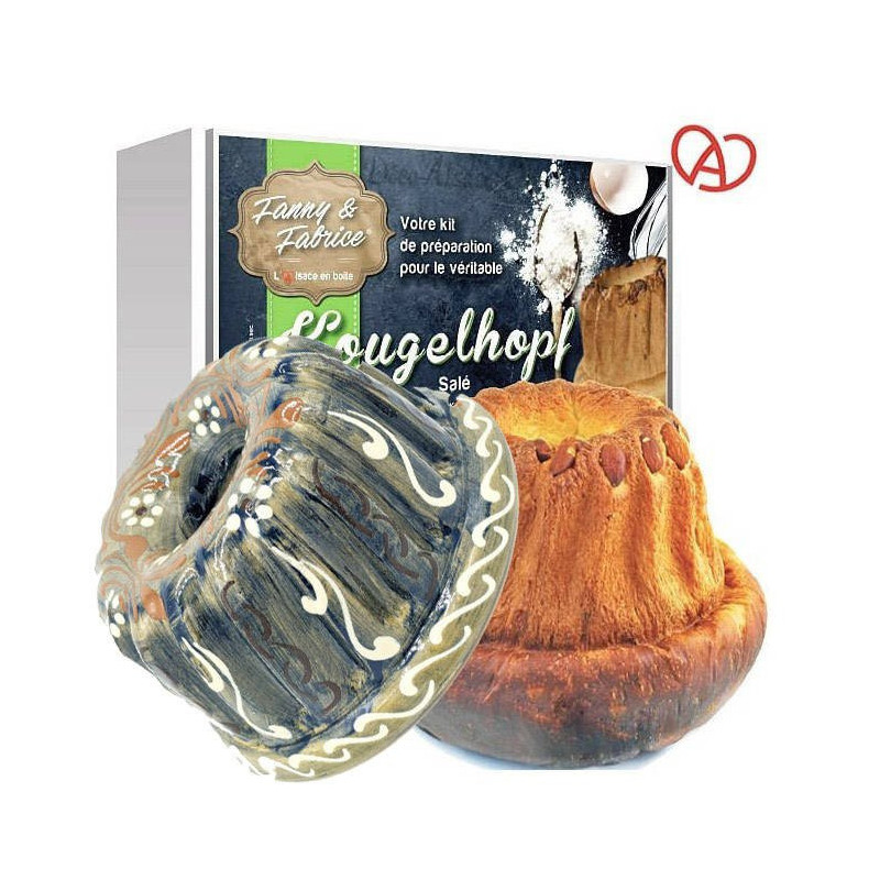 Zubereitungsset Gugelhupf salzig mit Gugelhopf-Form Blau Pinsel 21 cm