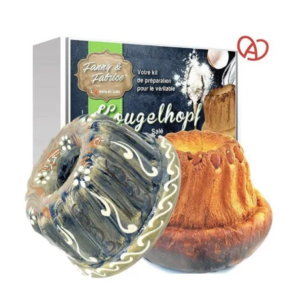 Zubereitungsset Gugelhupf salzig mit Gugelhopf-Form Blau Pinsel 21 cm