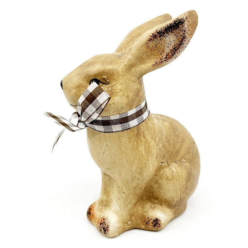 Lapin en Céramique décoratif assis avec rafia