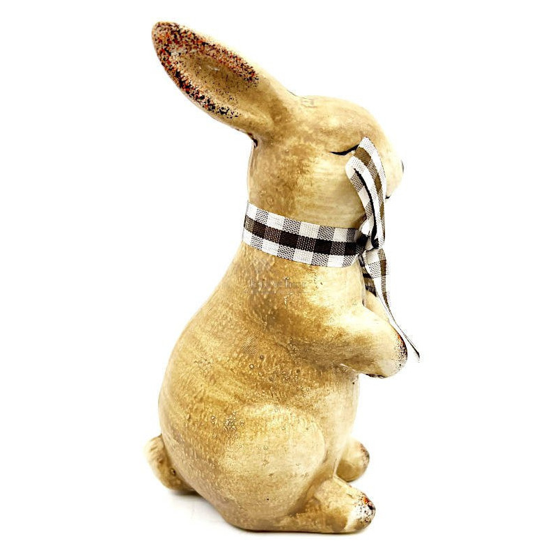 Sitzender Deko-Hase aus Keramik mit Rafia