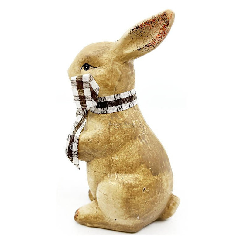 Sitzender Deko-Hase aus Keramik mit Rafia