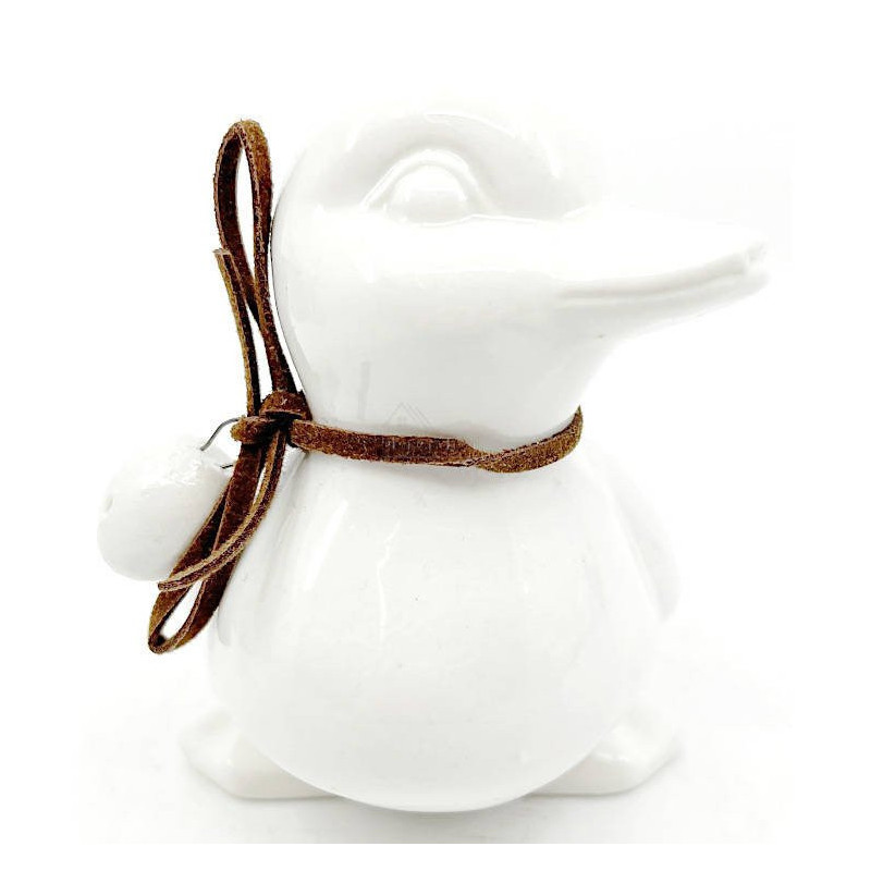Ceramic Duck sitting head left with bow