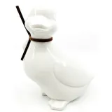 Ceramic Duck standing with head to the right with bow