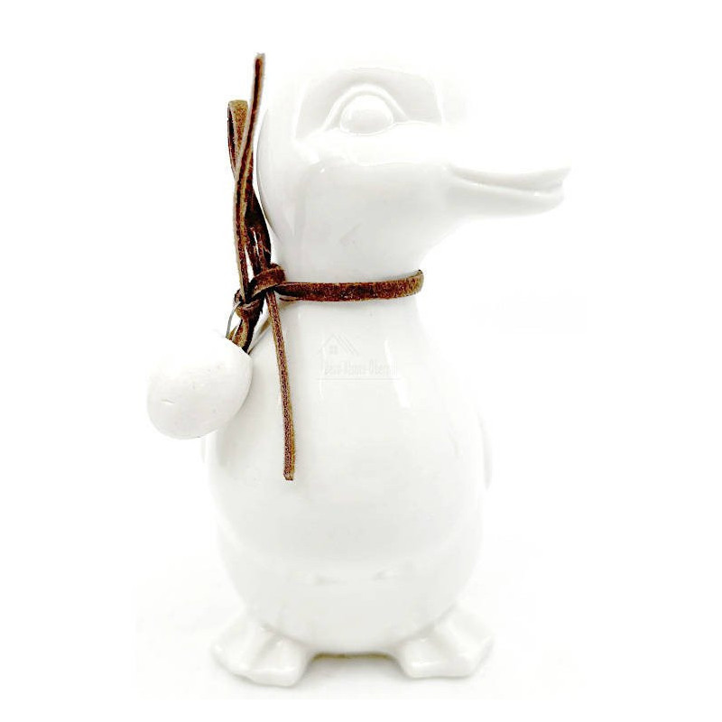 Ceramic Duck standing with head to the right with bow