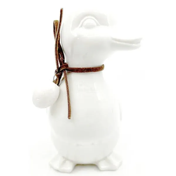 Canard en Céramique debout tête à gauche avec noeud