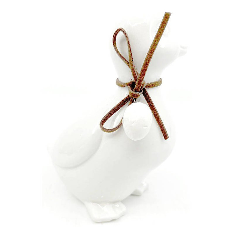 Ceramic Duck standing with head to the right with bow