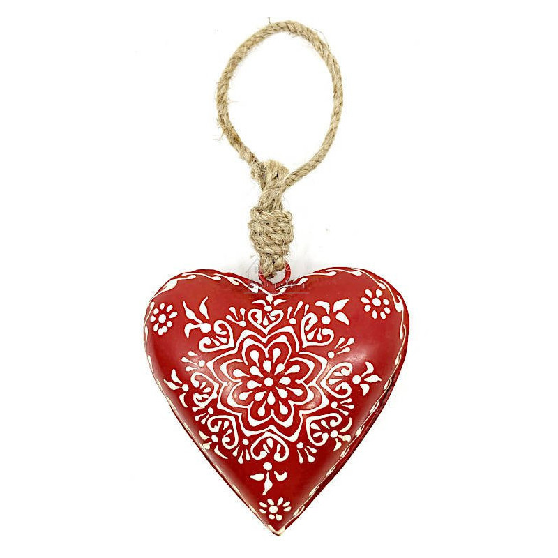 Curved red metal heart of Alsace to hang