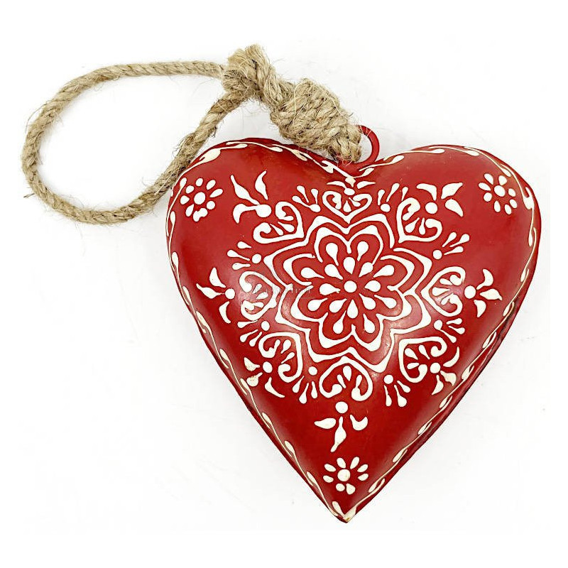 Curved red metal heart of Alsace to hang